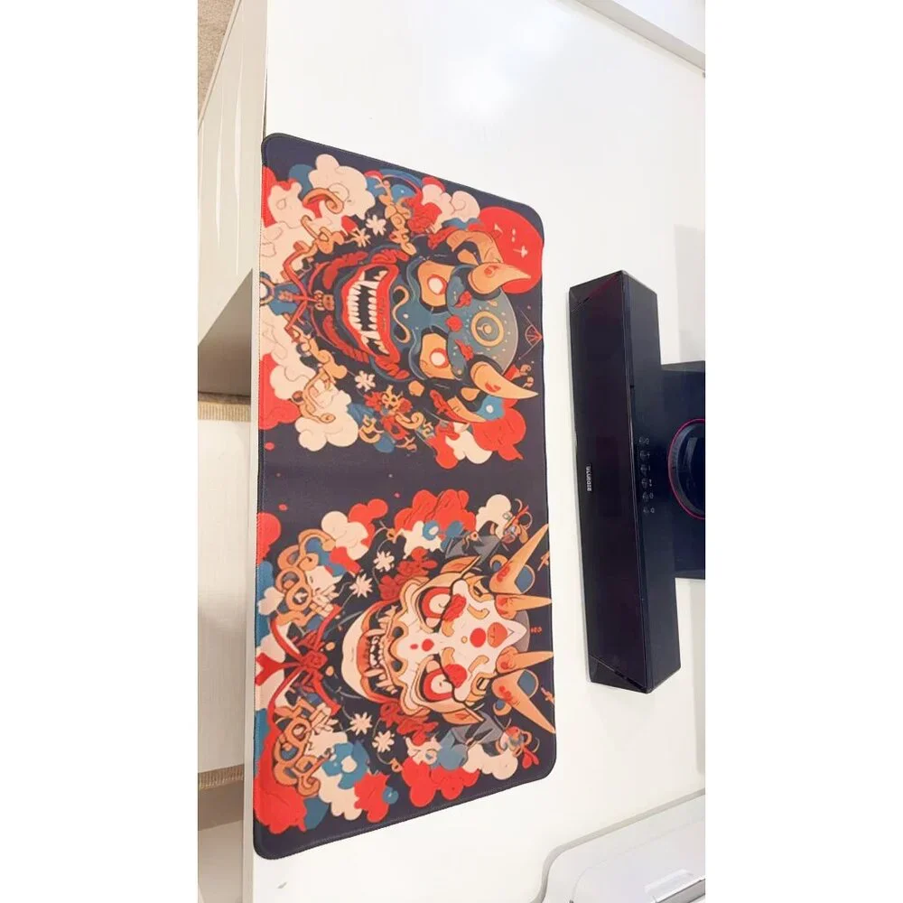 Vibrant Folk Mask Pattern Non-Slip Extended Mouse Pad